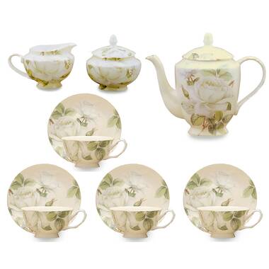 Coastline Imports 11 Piece Porcelain Tea Set & Reviews | Wayfair